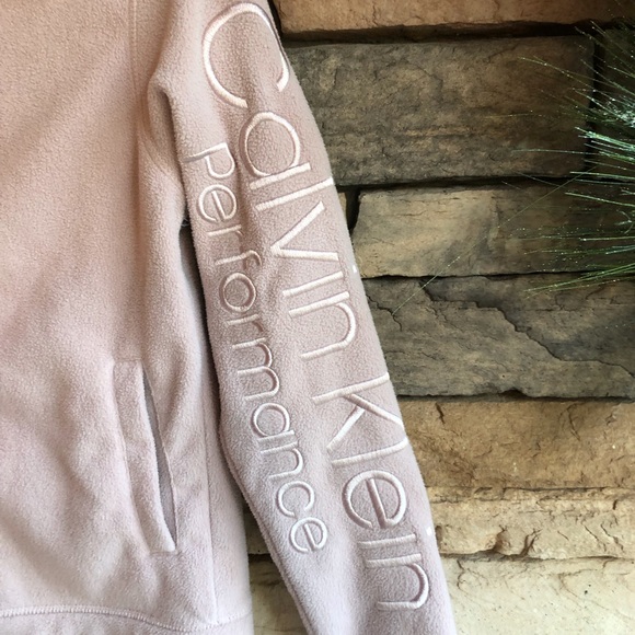 Calvin Klein pale pink full zip fleece jacket Women XS EUC - Picture 2 of 9